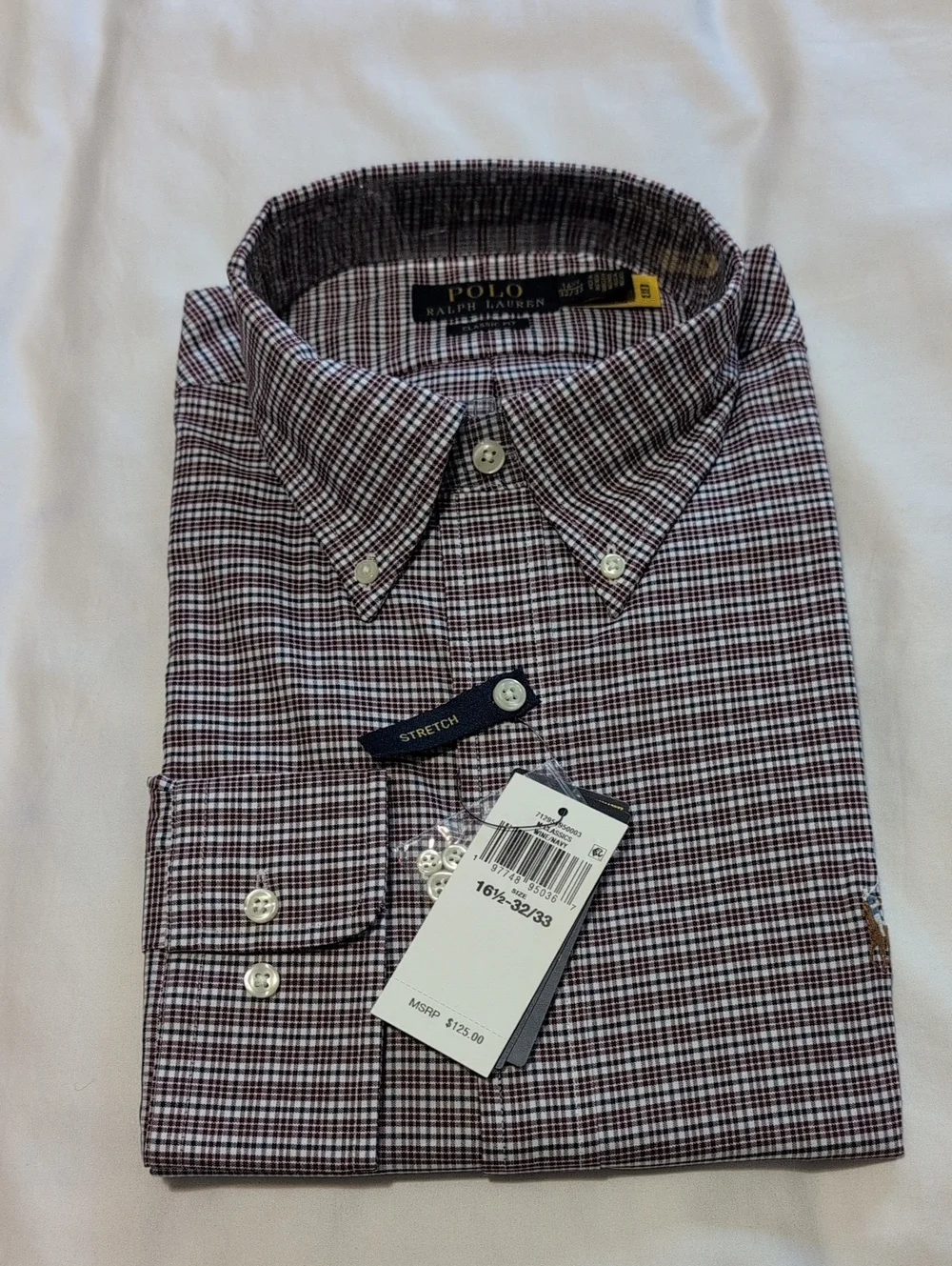 Polo by Ralph Lauren Men's Burgundy and Black Mini Check Button-Down Shirt